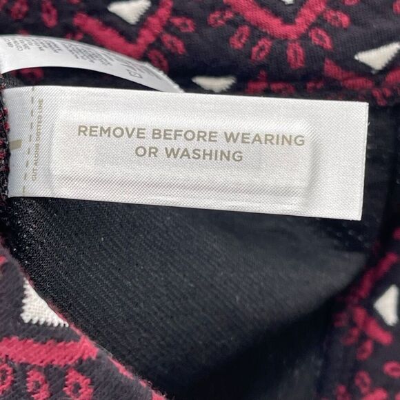 ANN TAYLOR LOFT Mini Skirt Size 4 Black Red A-Line Jacquard Geometric Print - Picture 4 of 14